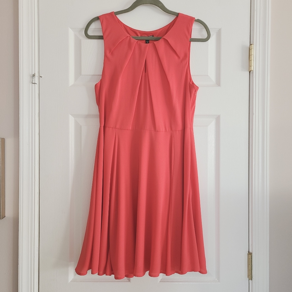 Coral Fit and Flare Dress